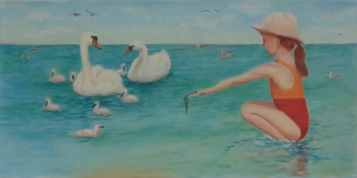 Photorealistic Portrait Oil Painting By Stephen Benedek, 24 X 12", New Friends, Original Artwork