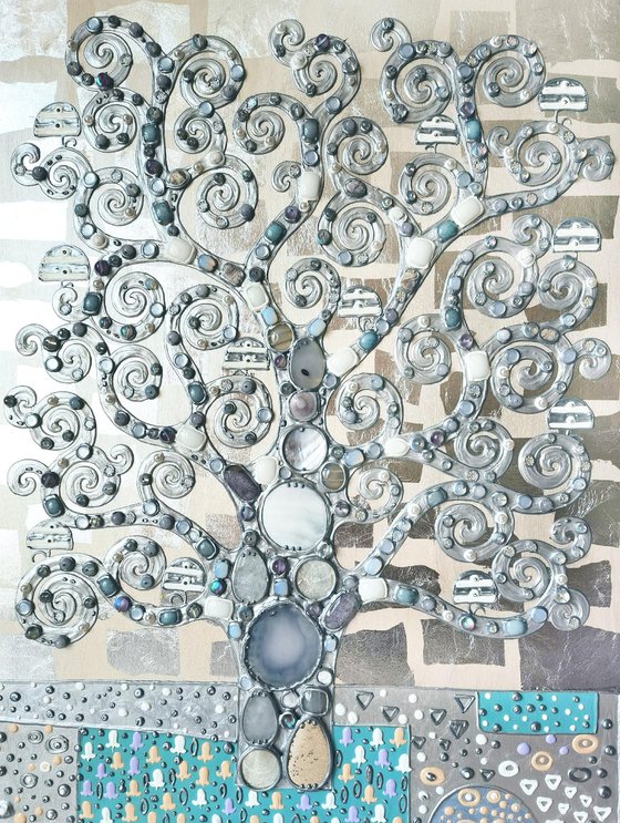 Soul tree. Precious stones art