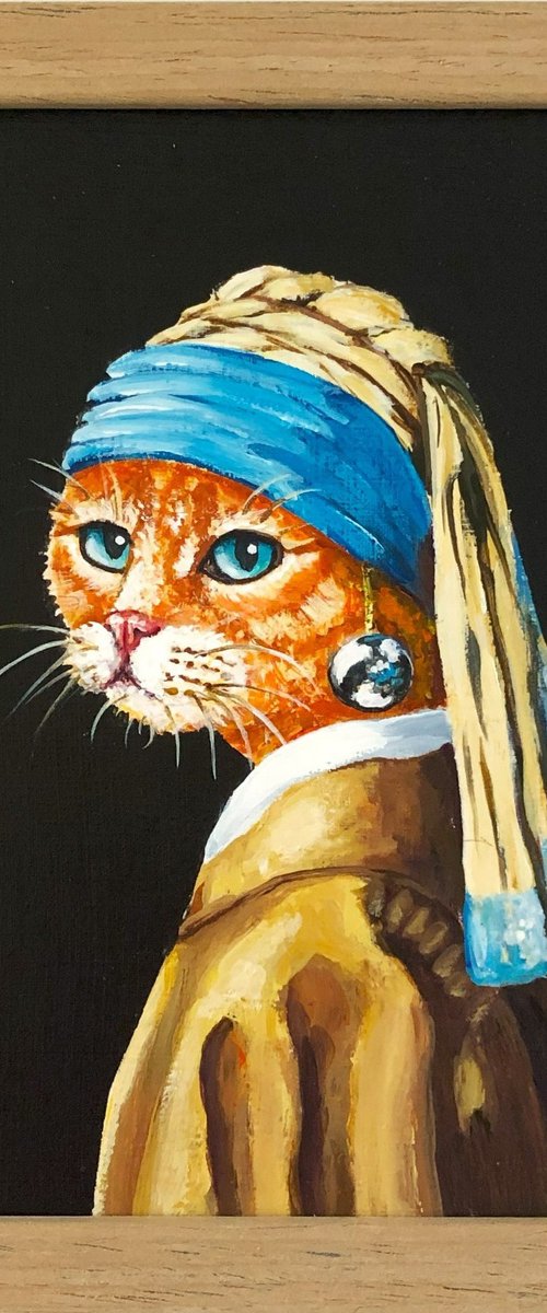 Cat with a pearl earring #2 by Lena Smirnova