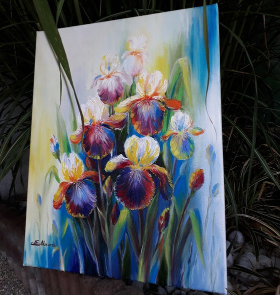 Iris oil painting