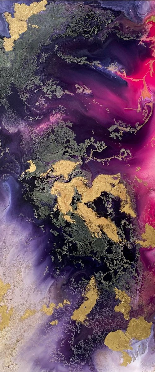 Pink and Gold Abstract Art by Mily Art