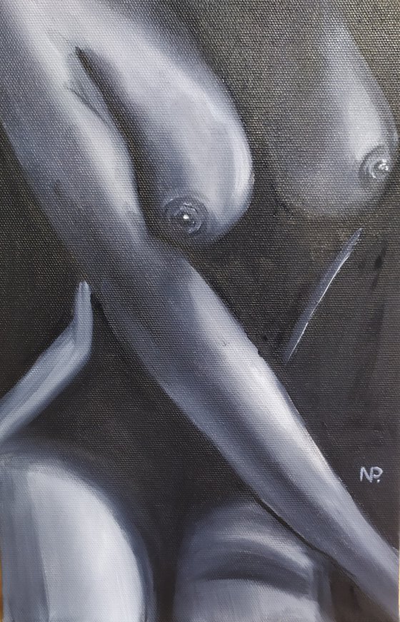 Sexy woman, erotic nude girl original oil painting, gift, bedroom art