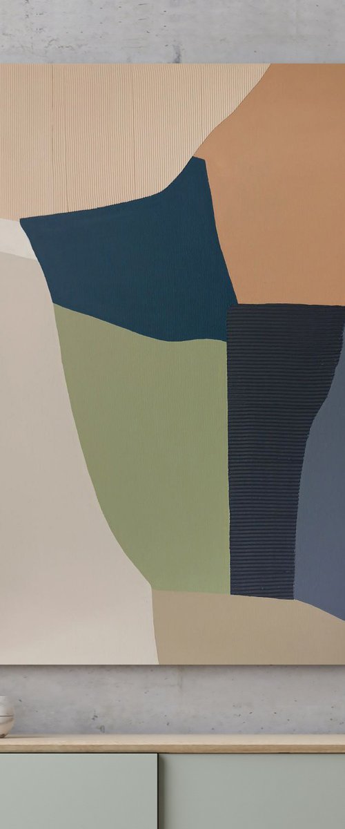 "Slope" Abstract blue orange green art by Alex Zy