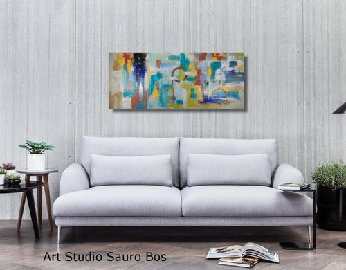 large paintings for living room/extra large painting/abstract Wall Art/original painting/painting on canvas 120x50-title-c757 by Sauro Bos