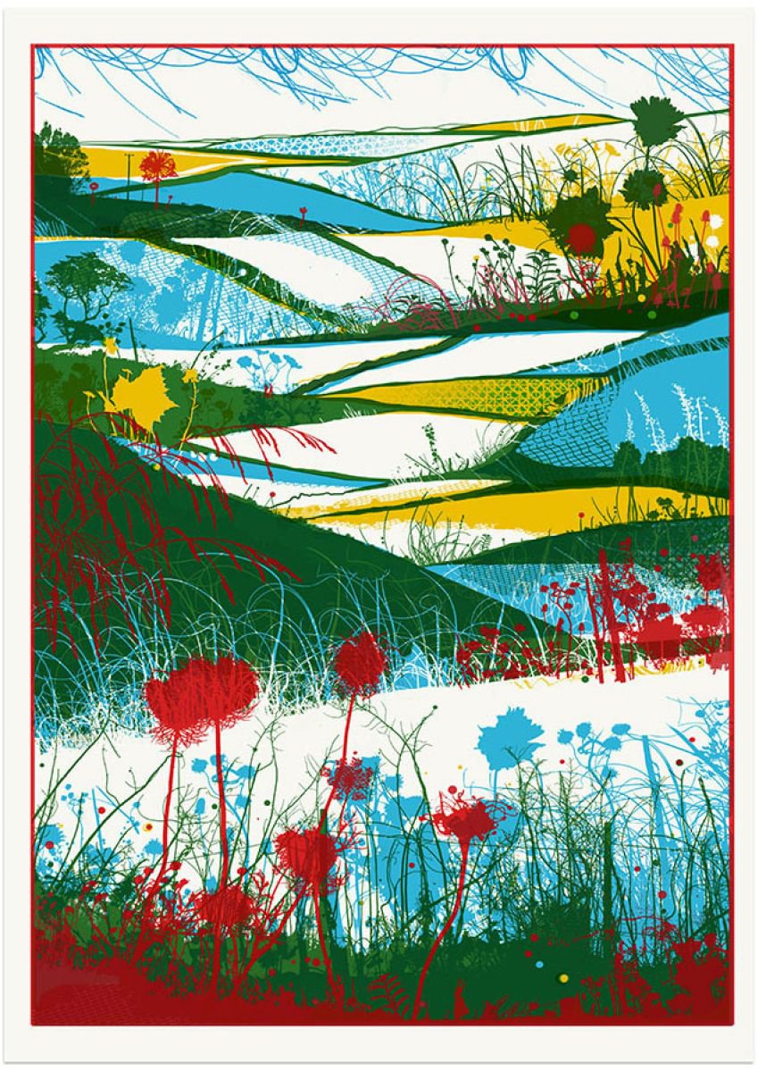 Impressionistic Screenprint , Rolling Hills By Chris Keegan, 16 X 22, Artwork For Sale On Artfinder
