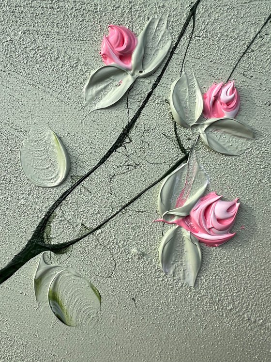 “Sweet Vibes” textured landscape format floral artwork