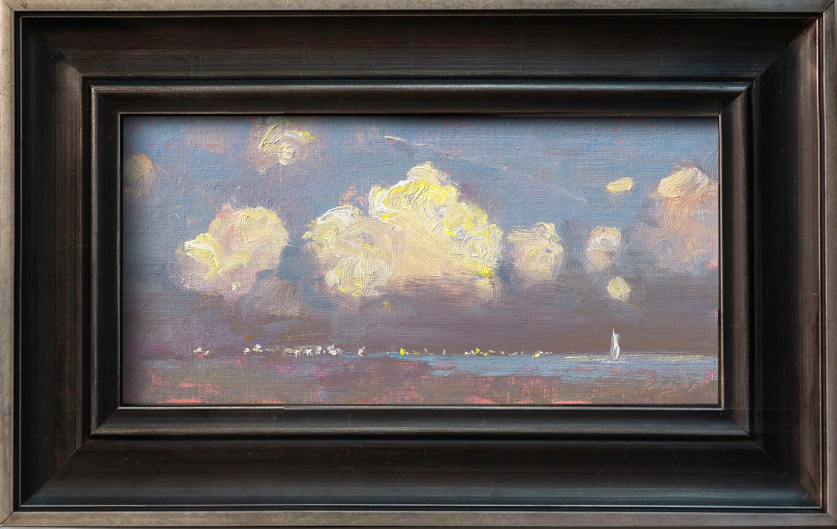 Impressionistic Landscape Oil Painting By Ayna Paisley, 15 X 9, The Weight Of The Clouds, Original Artwork