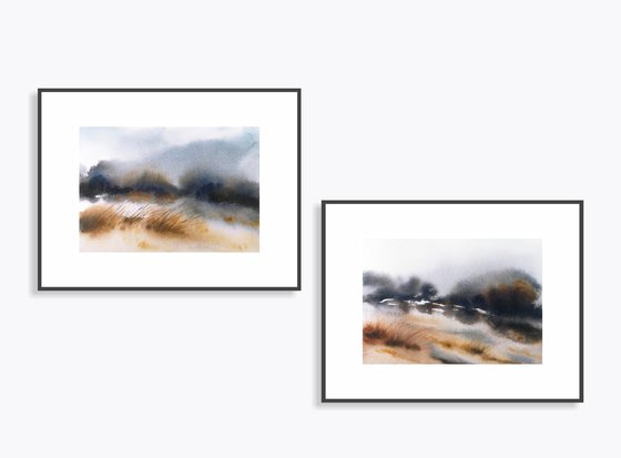 Cloudy landscape diptych