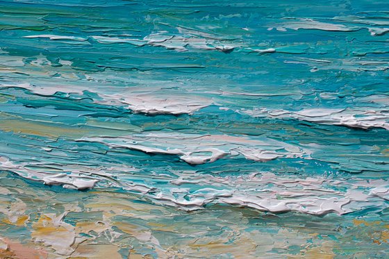 Serene Sunrise - Impressionist seascape painting, ocean sunrise palette knife art