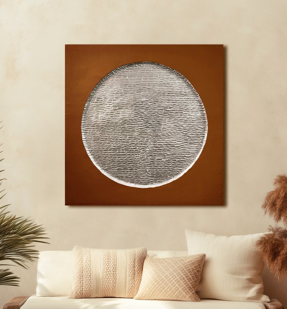 "Copper Mars" Copper silver textured art