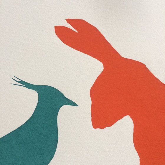 LAPWING AND HARE-unframed-FREE UK DELIVERY