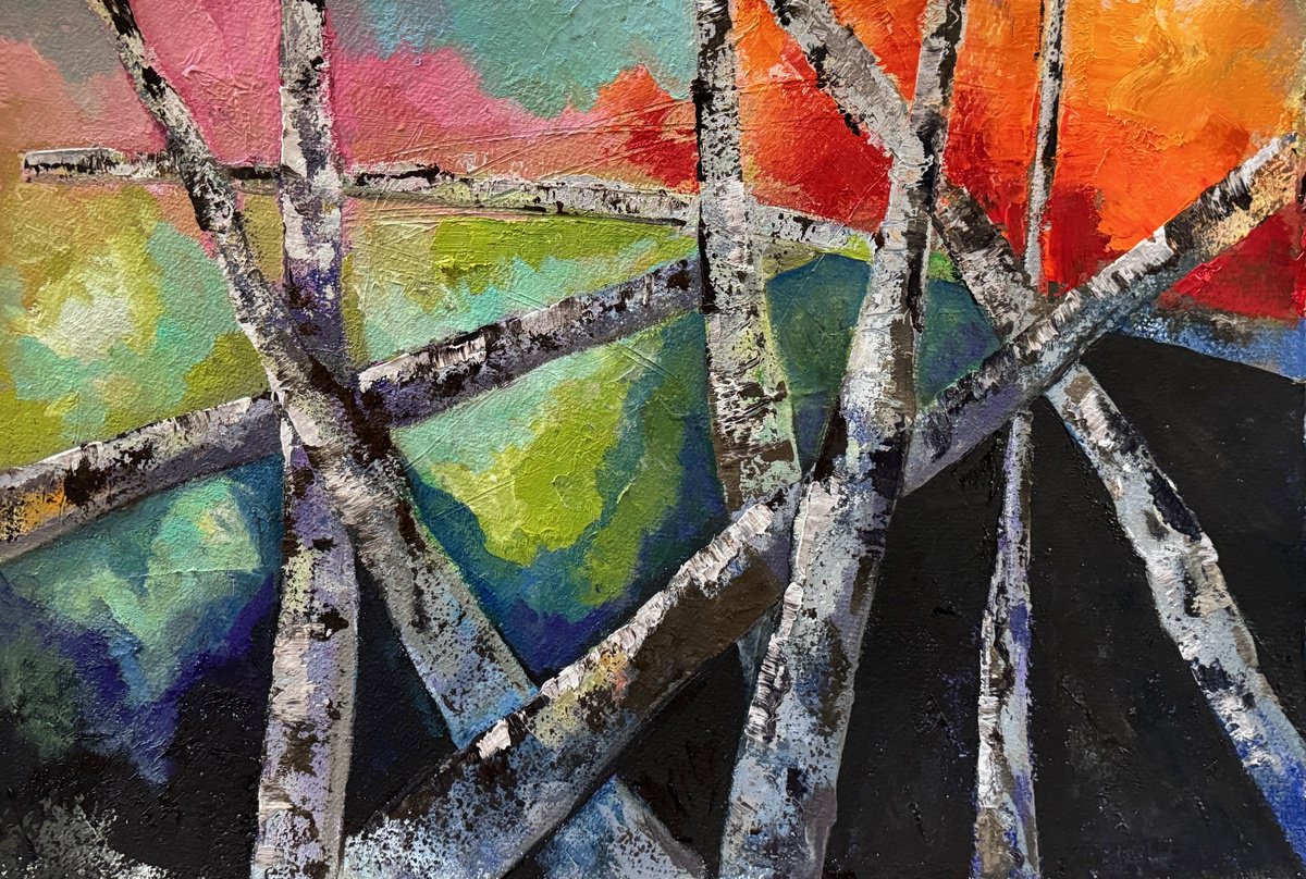 Organic Abstract Oil Painting By Lola Jovan, 23 X 15", Resinous, Unretractable Earth, Original Artwork