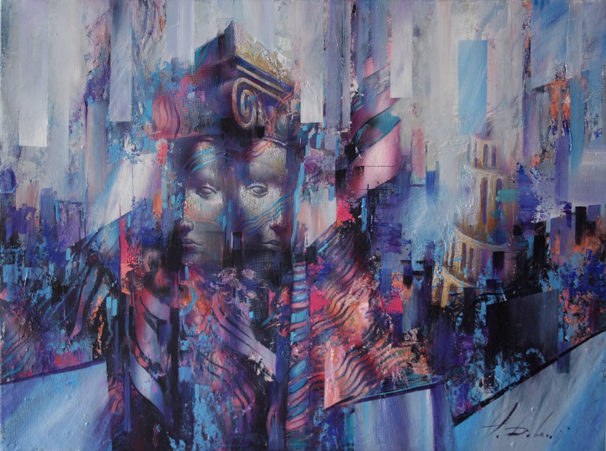 Surrealistic Portrait Oil Painting By Alexandr Dobrodiy, 31 X 24, ?????????, Original Artwork