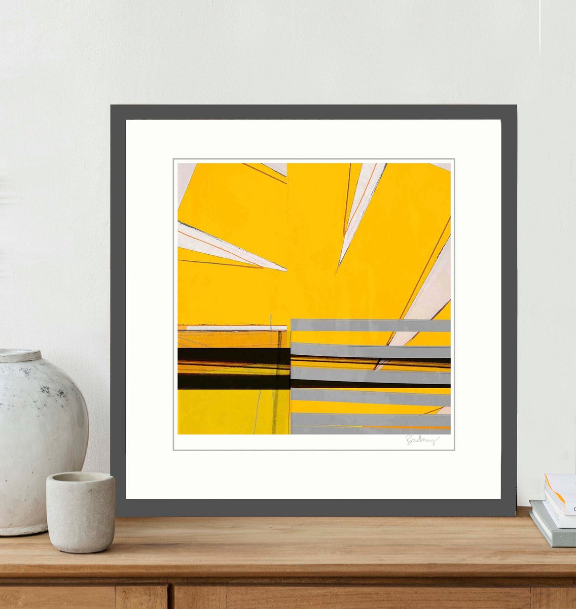 Expressive Botanical Giclee Print By Adrian Bradbury, 17 X 17, Yellow Show, Original Artwork