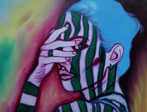 Zebra Girl ( on canvas ) Free Shipping