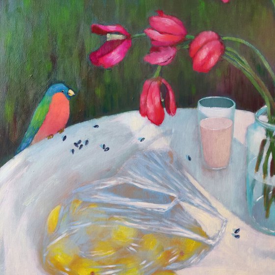 Cup Of Buttermilk - big oil painting 80x80 cm