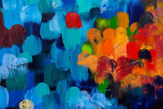 Multiplicité - Original vertical small impressionistic abstract painting - One of a kind