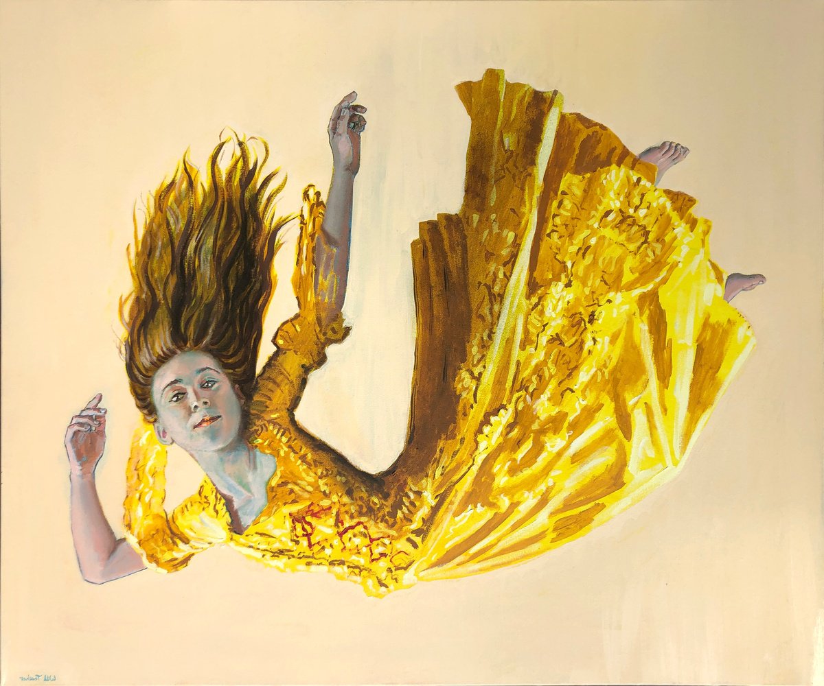 Surrealistic Portrait Oil Painting By Will Teather, 47 X 39", Ascension, Original Artwork