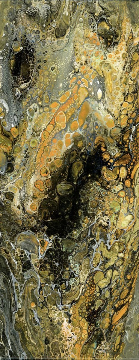 Abstract Acrylic Painting By Kathy Morton Stanion, 8 X 20", Nightglow, Original Artwork