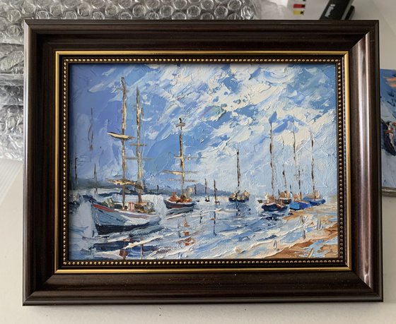 Sailboats at Sunset. Yachts.