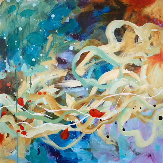 Jardin marin - Abstract painting - Ready to hang