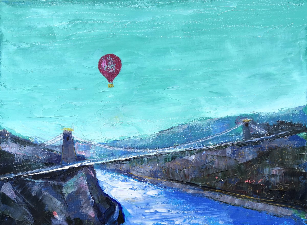 Red Balloon over Clifton Suspension Bridge, Avon Gorge by Jemal Gugunava