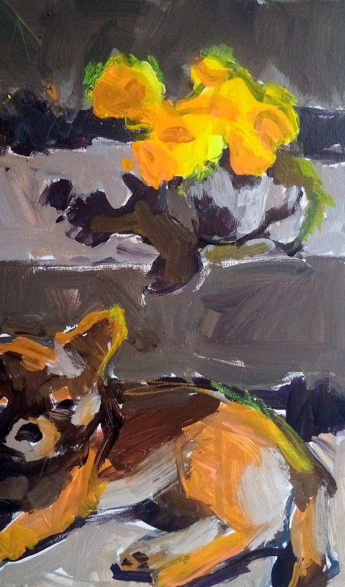 Expressive Animal Painting By Valerie Lazareva, 16 X 20", #73/24 Chihuahua, Original Artwork