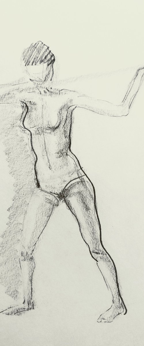 Abstract nude. Erotic original pencil drawing by Yury Klyan