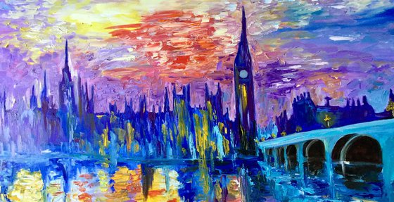 Sunrise in London. Big Ben. Parliament.