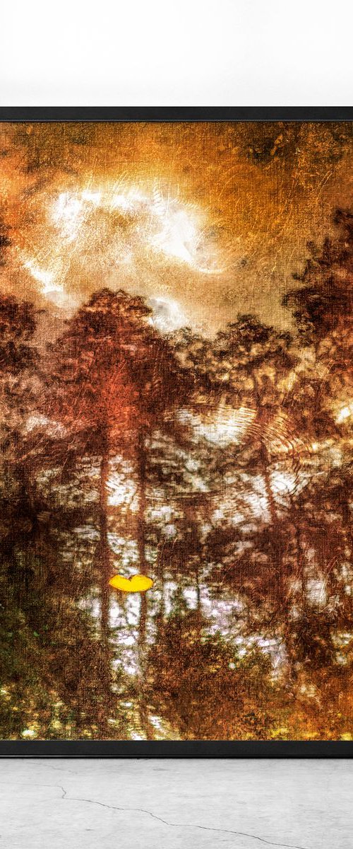 Trees Reflected In The Water. Original Signed Digital Art. by Retne