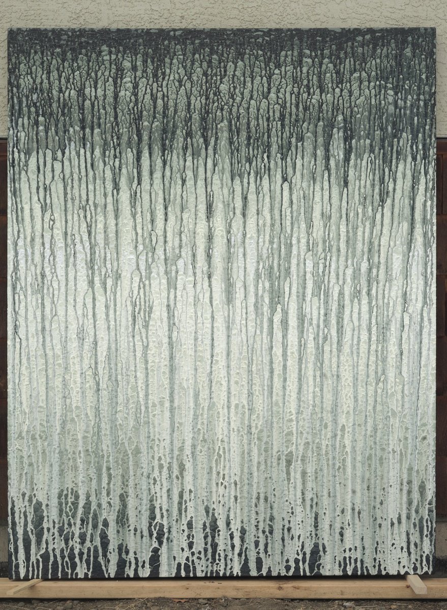 Organic Abstract Acrylic Painting By Heidi Thompson, 46 X 60, Silver Veils Over Light, Original Artwork