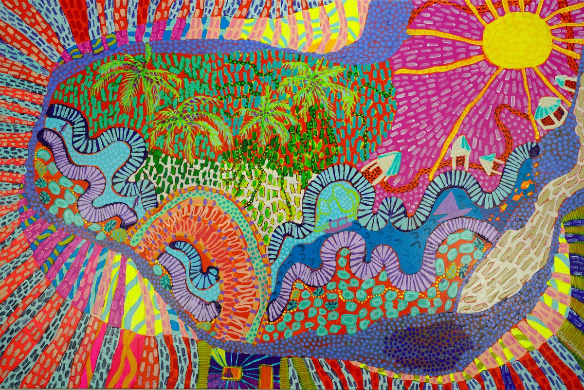 Abstract Acrylic Painting By Claire Desjardins, 72 X 48, In Pangani, Original Artwork