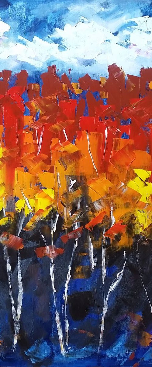 Landscape - Trees - Abstract - "Fire of Fall" by Katrina Case