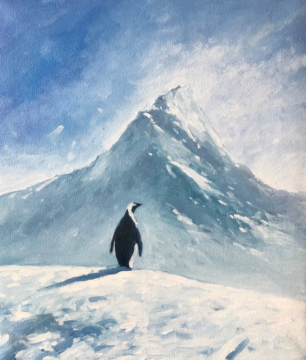 Lonely Penguin, But Why? By Volodymyr Smoliak, 12 X 14, Artwork For Sale On Artfinder