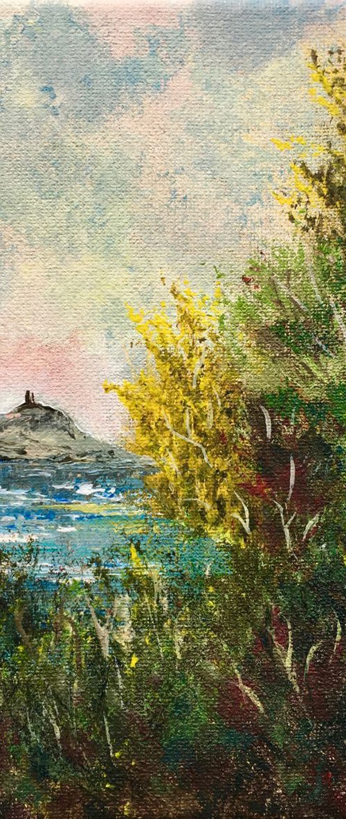 Glastonbury Tor through the reeds by Marja Brown