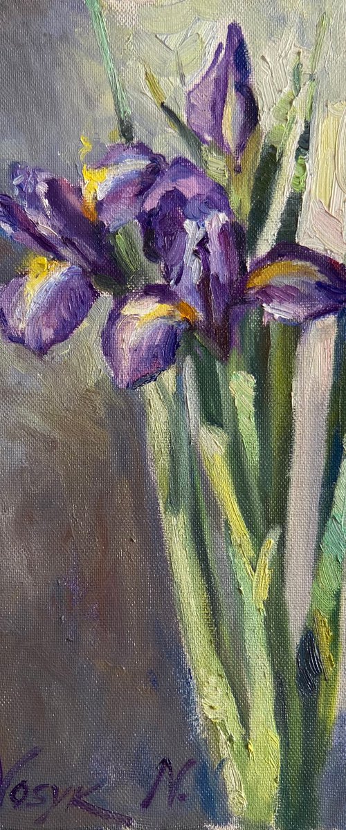 Violet irises by Nataliia Nosyk