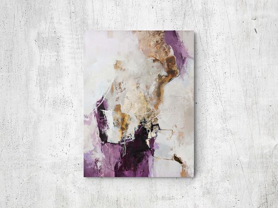 "Pink Flow 5" Abstract purple gold art