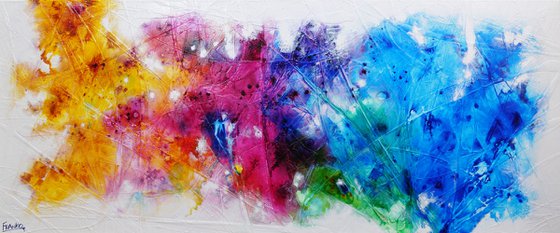 Colour Correction 240cm x 100cm Colourful Textured Abstract Art