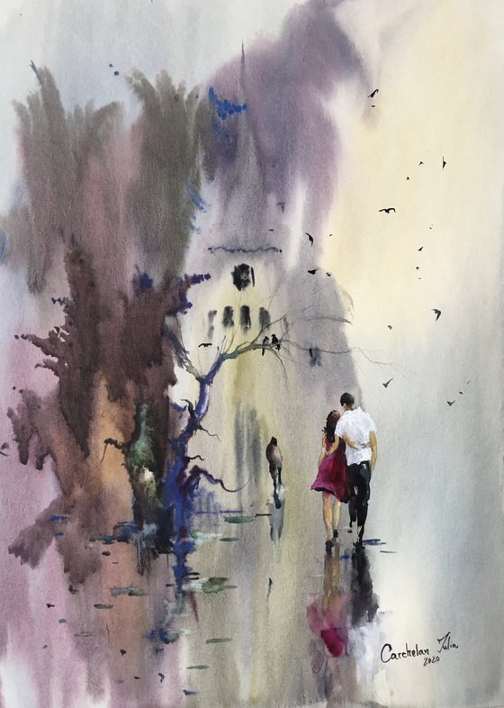 Watercolor “Afternoon walk”