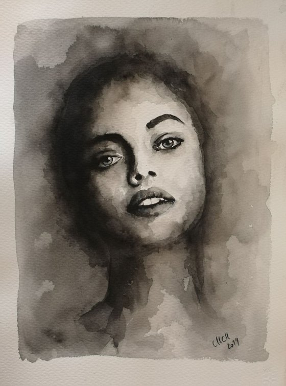 She - original watercolor portrait painting