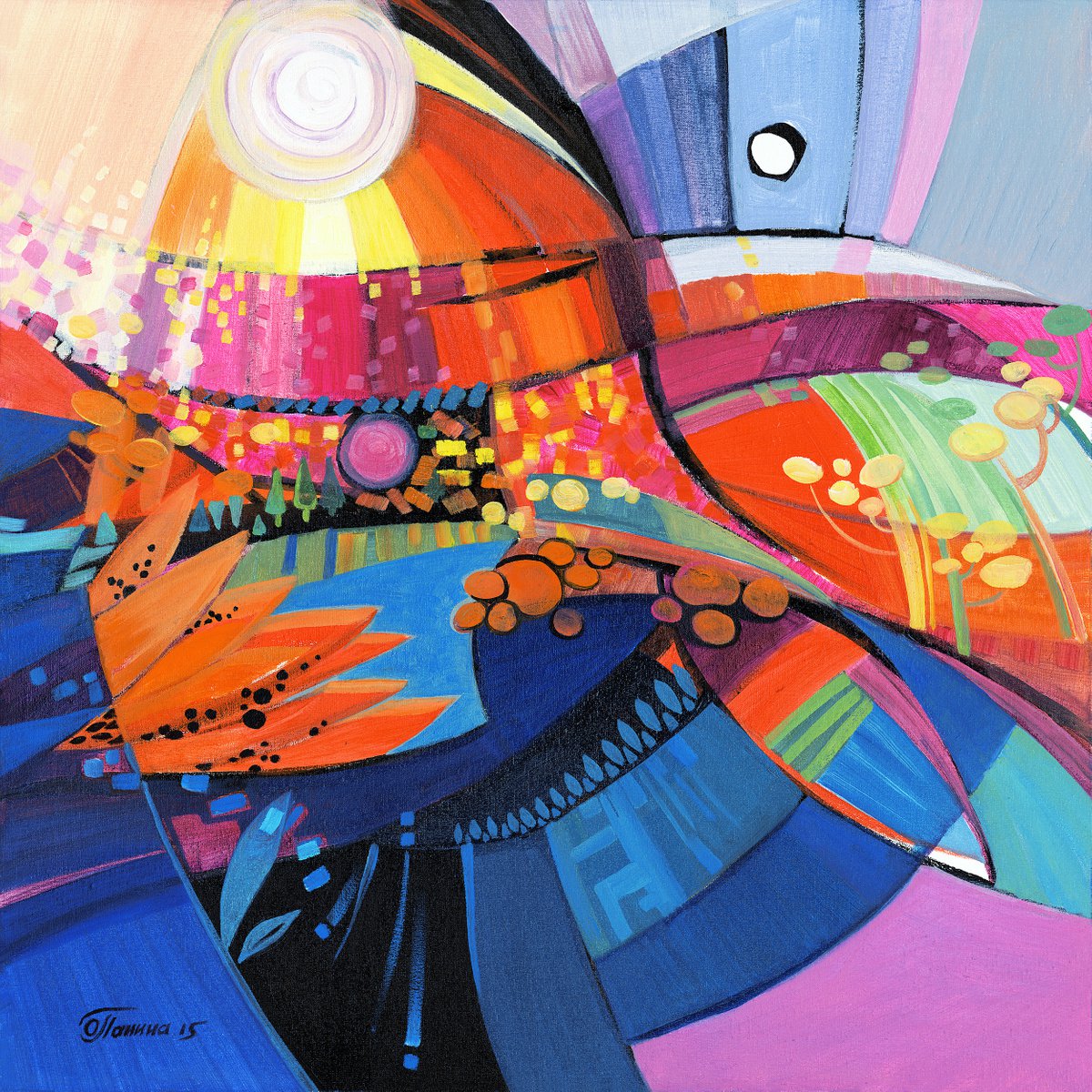 Sun CIRCLE, oil on canvas, 50x50 by Olga Panina