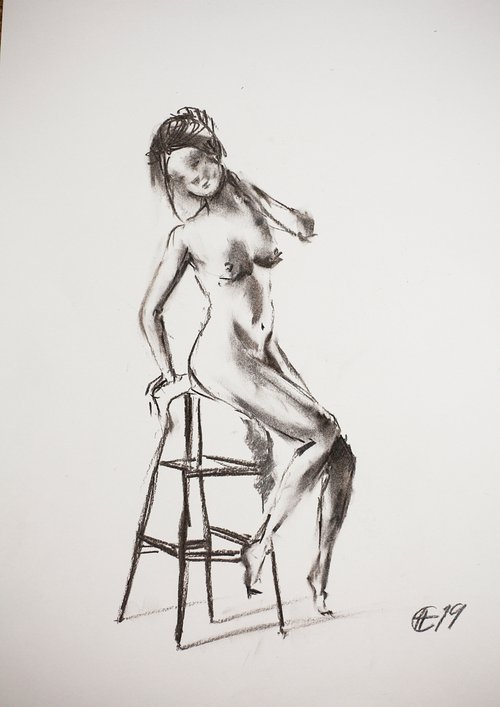 Nude in charcoal. 6. Black and white minimalistic female girl beauty body positive by Sasha Romm