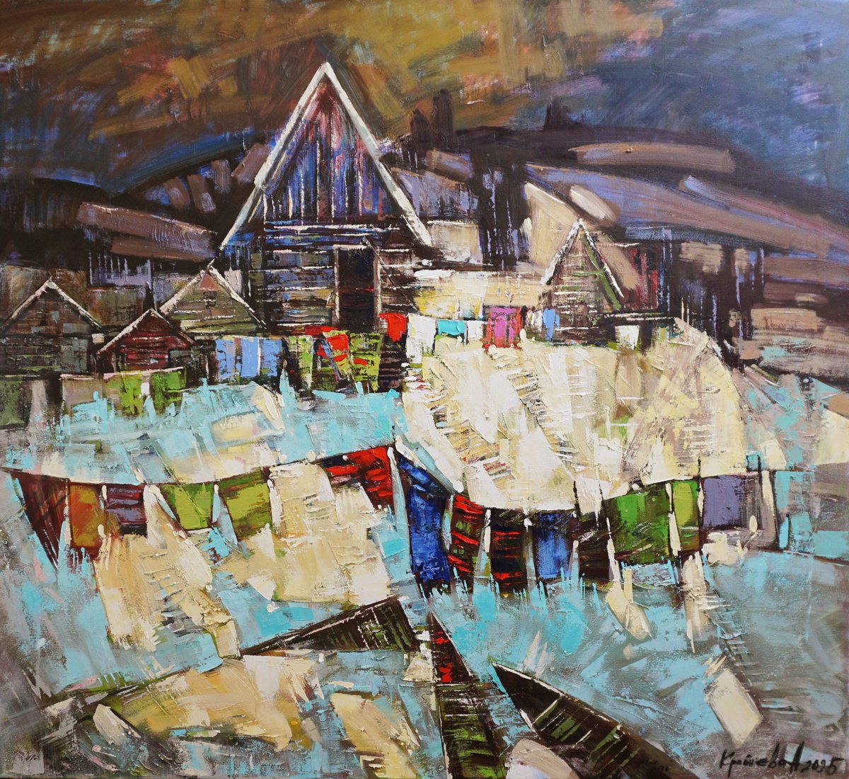 Impressionistic Landscape Oil Painting By Anastasiia Kraineva (Masniuk), 39 X 35, Sun In February, Original Artwork