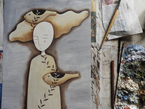 The woman and the birds