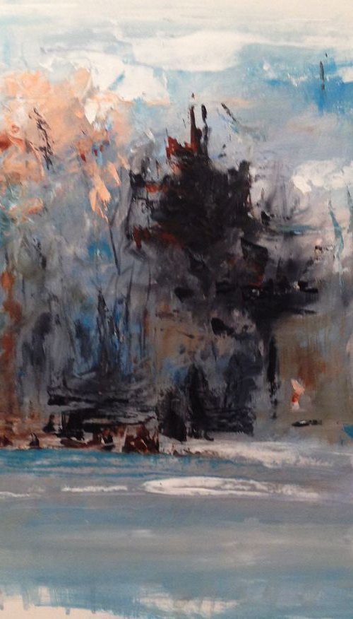 Winter on the wood- original oil painting-55x38 cm (22' x 15' ) by Carlo Toma