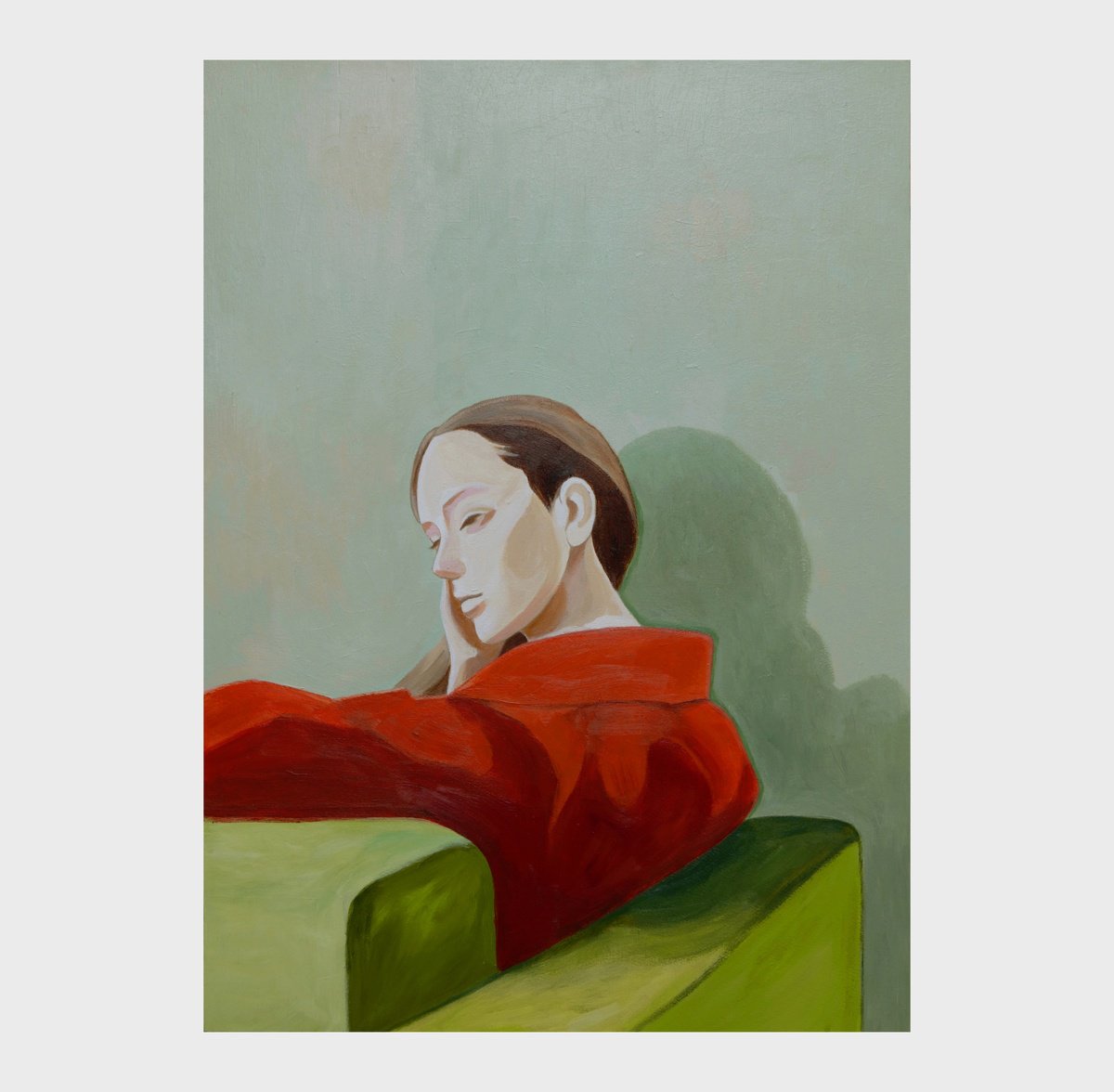 Expressive Portrait Acrylic Painting By Young Park, 16 X 22", Time For The Mind To Grow, Original Artwork