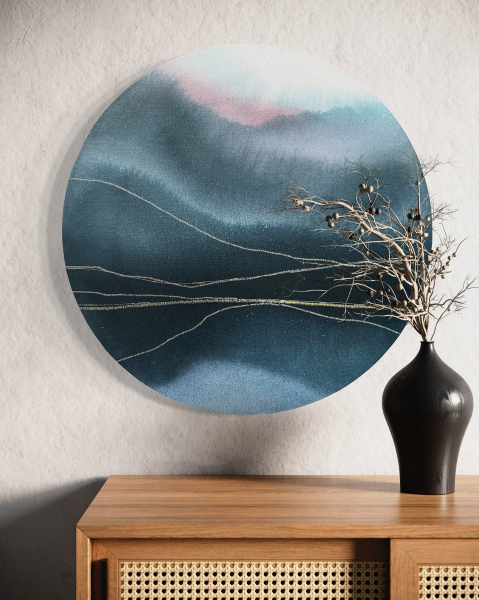 Organic Landscape Painting By Olya Tereschuk, 21 X 21", Tondo-5, Original Artwork