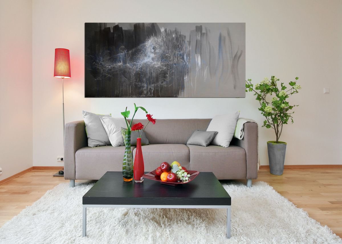 Extra Large Abstract Painting Silver Dance by Yuri Pysar