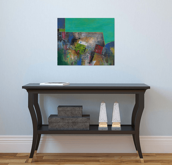 Abstract Painting, Landscape Sequence, Green Mint Oil Canvas Art