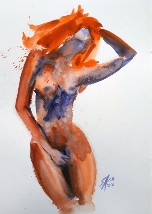 Grace XVIII. SERIES OF NUDE BODIES FILLED WITH THE SCENT OF COLOR / ORIGINAL PAINTING by Salana Art Gallery